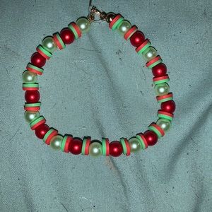 Christmas themed bracelet red and green